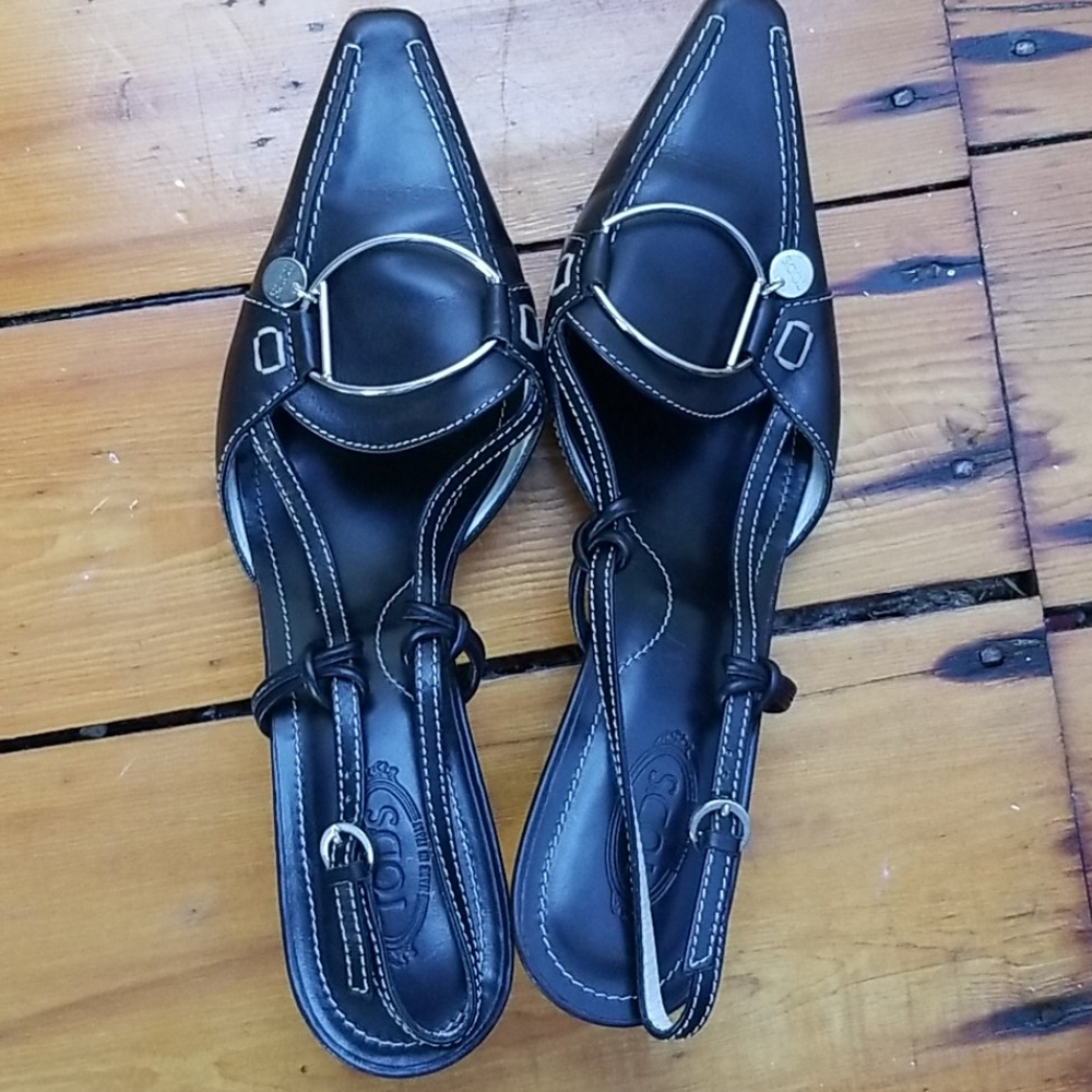 Tod's Black Sling Backs